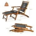 thumbnail image 3 of Gymax Folding Patio Acacia Wood Deck Chair Rattan Chaise Lounge Chair w/ Footrest, 3 of 10