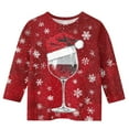 thumbnail image 4 of YUNAFFT T-Shirt Graphique de Noël pour Filles et Garçons, Imprimé Verre de Vin Rouge, 3-12 Ans, Haut Décontracté Extensible, 4 of 5