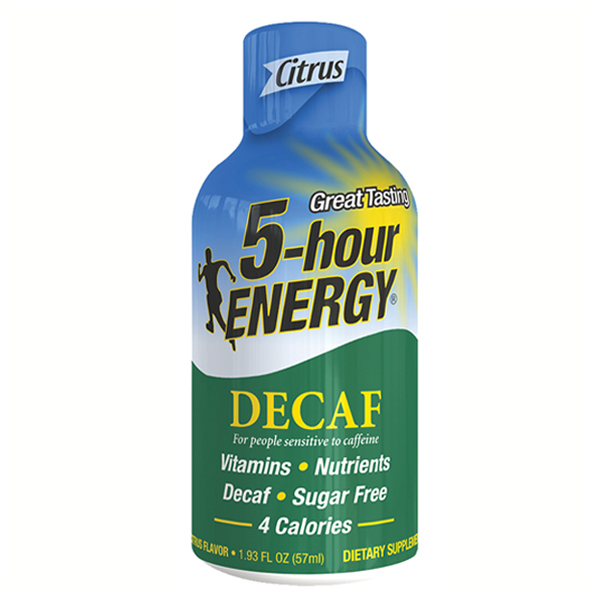 5hour ENERGY Great Tasting Decaf Citrus Energy Drink 1.93 oz Plastic Bottles Pack of 24