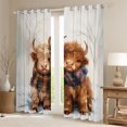 thumbnail image 2 of Feelyou Kawaii Brown Cow Curtains Pack of 2 (42x84 Each), Rustic Farmhouse Bull Curtains Blackout, Vintage Buffalo Scarf Bedroom Curtains, Blackout Curtains Home Decor, 2 of 6