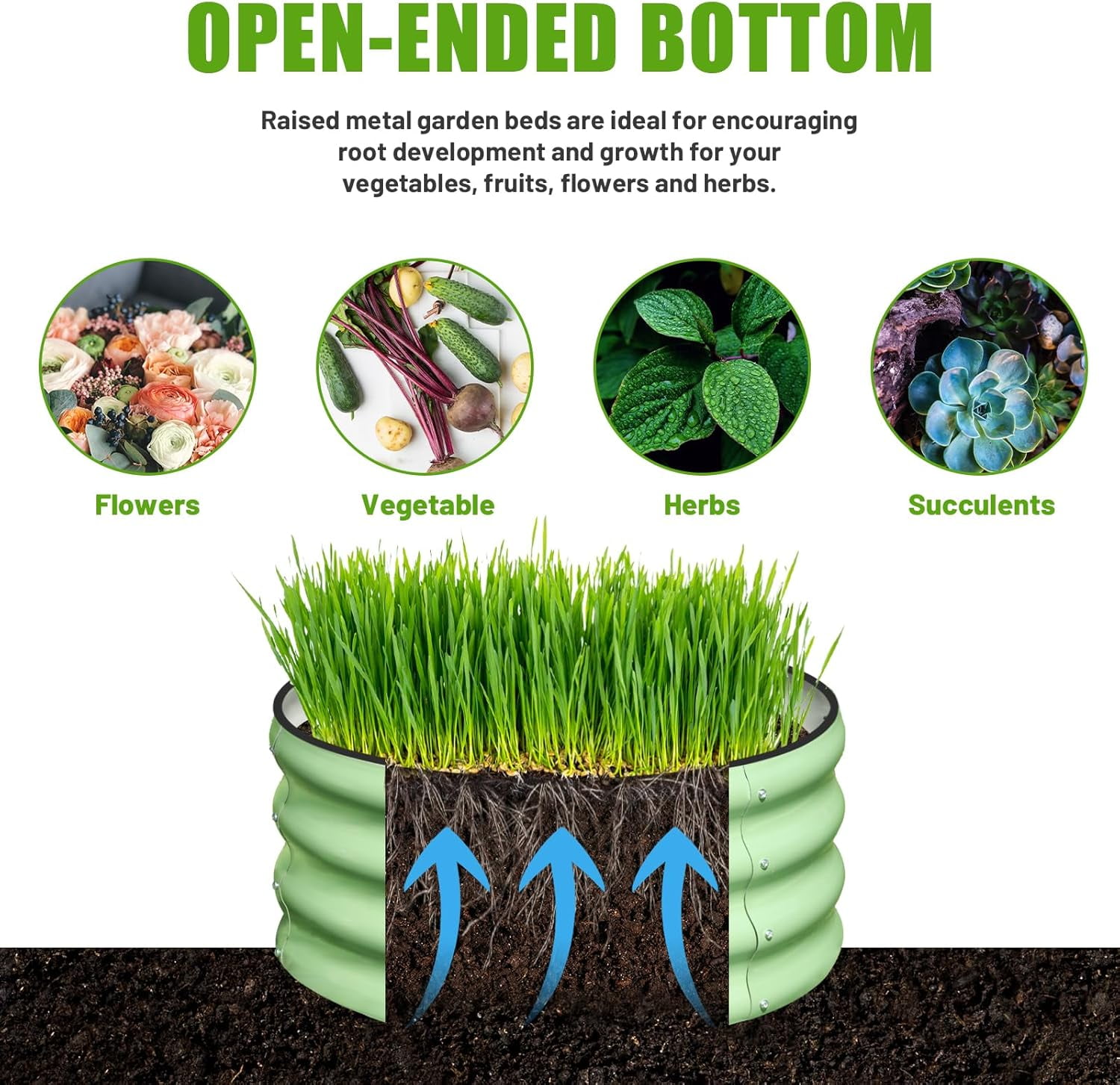 3 Pcs 2x2x1ft Round Galvanized Raised Garden Bed Kit Outdoor, Metal Planter Box for Planting Plants Vegetables, Brown