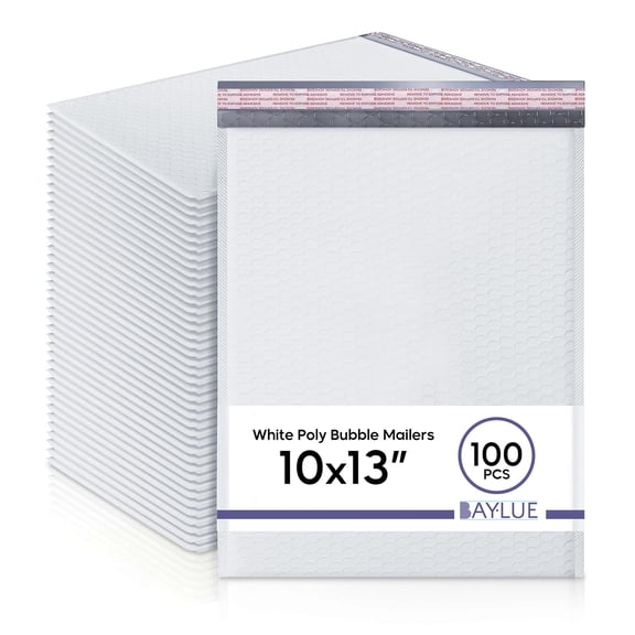 White 10x13 Inch Poly Bubble Mailers |Self Seal Padded Envelopes for Thick books
