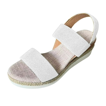 

Youmylove Women Minimalist Wedge Sandals Fabric Slingback Vacation Sandals Open Toe Platform Shoes Summer Comfy Beach Outdoor Walking Footwear