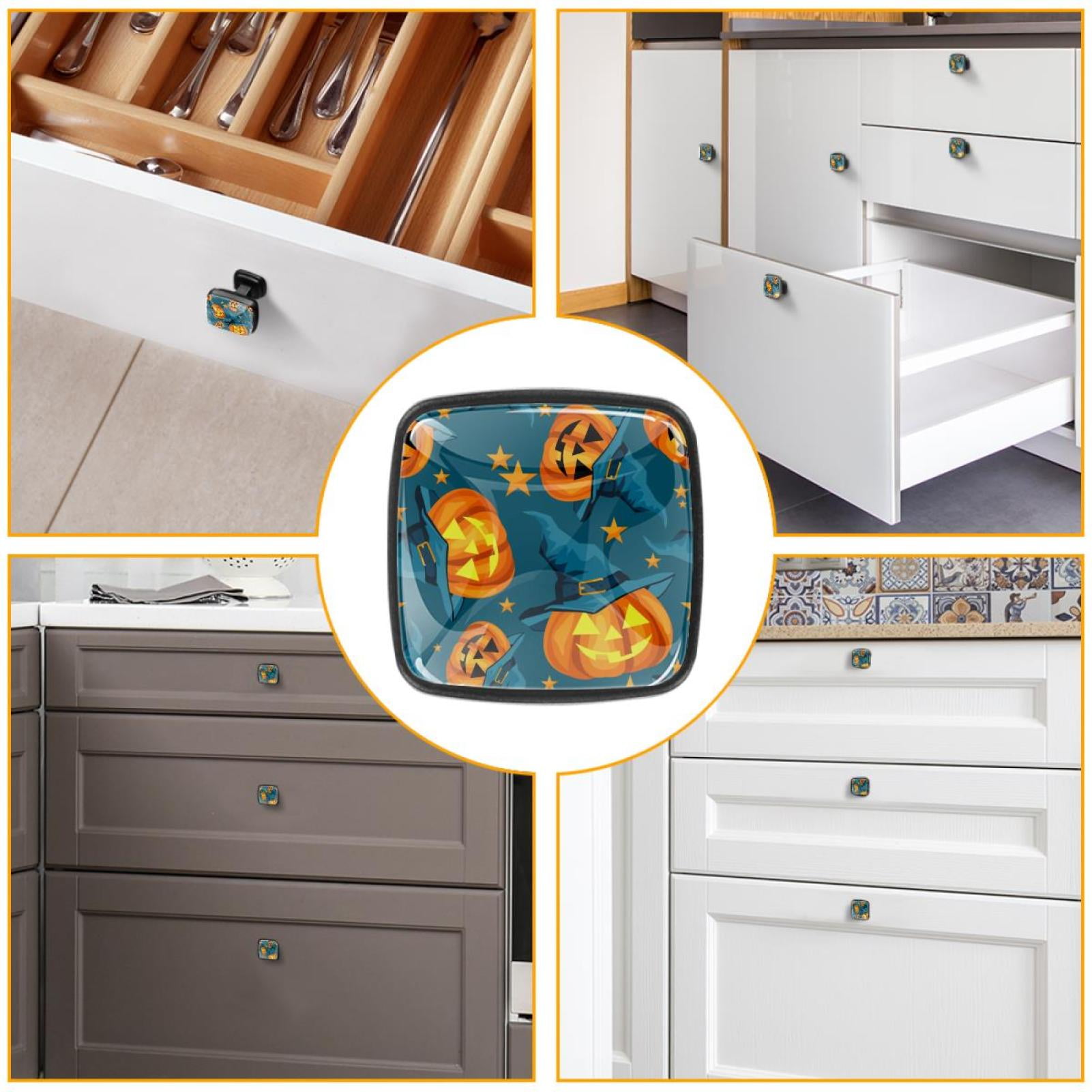 4 Pcs Cabinet Handle Drawer Pulls Pumpkin Star Knobs with Screws Square Furniture Office Cabinet Knob Decoration