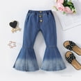thumbnail image 2 of AherBiu Baby Toddler Girls Clothes Flare Jeans Elastic High Waisted Bell Bottom Denim Pants Trousers, 2 of 7