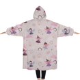 thumbnail image 2 of Oversized Wearable Blanket Hoodie,Light Pink Fairy Pattern Sherpa Blanket Hoodie with Super Pockets,Super Warm Fuzzy Pullover for Women & Men, 2 of 6