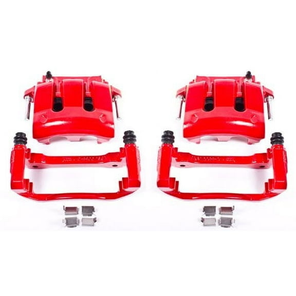 Power Stop Front Pair of Red Powder Coated Calipers S4928A