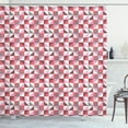 thumbnail image 1 of Ambesonne Geometric Shower Curtain, Halved Striped Triangles, 69"Wx75"L, Coral Pink and Dark Grey, 1 of 2