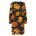 thumbnail image 4 of Seyurigaoka Women Juniors Halloween Printed Dress, Fashion Tie-up Round Neck Long Sleeve One-piece, 4 of 5