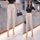 thumbnail image 4 of Pantalones casuales de 9 puntos para mujer, tendencia de moda de primavera, cintura alta, adelgazantes, pantalones occidentales de pie pequeño, material de algodón, estilo urbano, 4 of 4