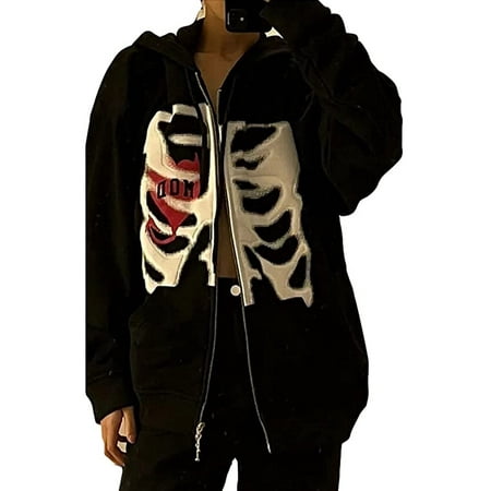 Shuttle tree Y2k Zip Up Hoodie for Women Long Sleeve Vintage Sweatshirt Casual Top Jacket