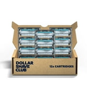 Dollar Shave Club | 6-Blade Club Razor Refill Cartridges, 12 Count | Precision Cut Stainless Steel Blades with a Built-in Trimmer Blade On The Back, Designed For An Extra Close Shave, Silver/Blue