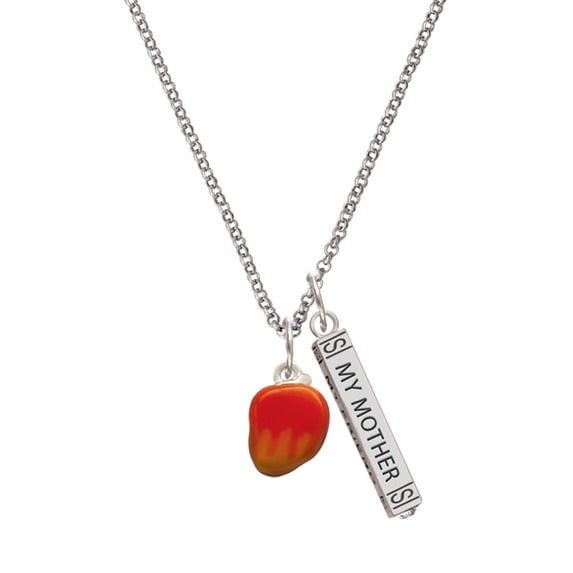 Delight Jewelry Silvertone 3-D Enamel Mango Silvertone Always My Mother Bar Charm Necklace, 23"