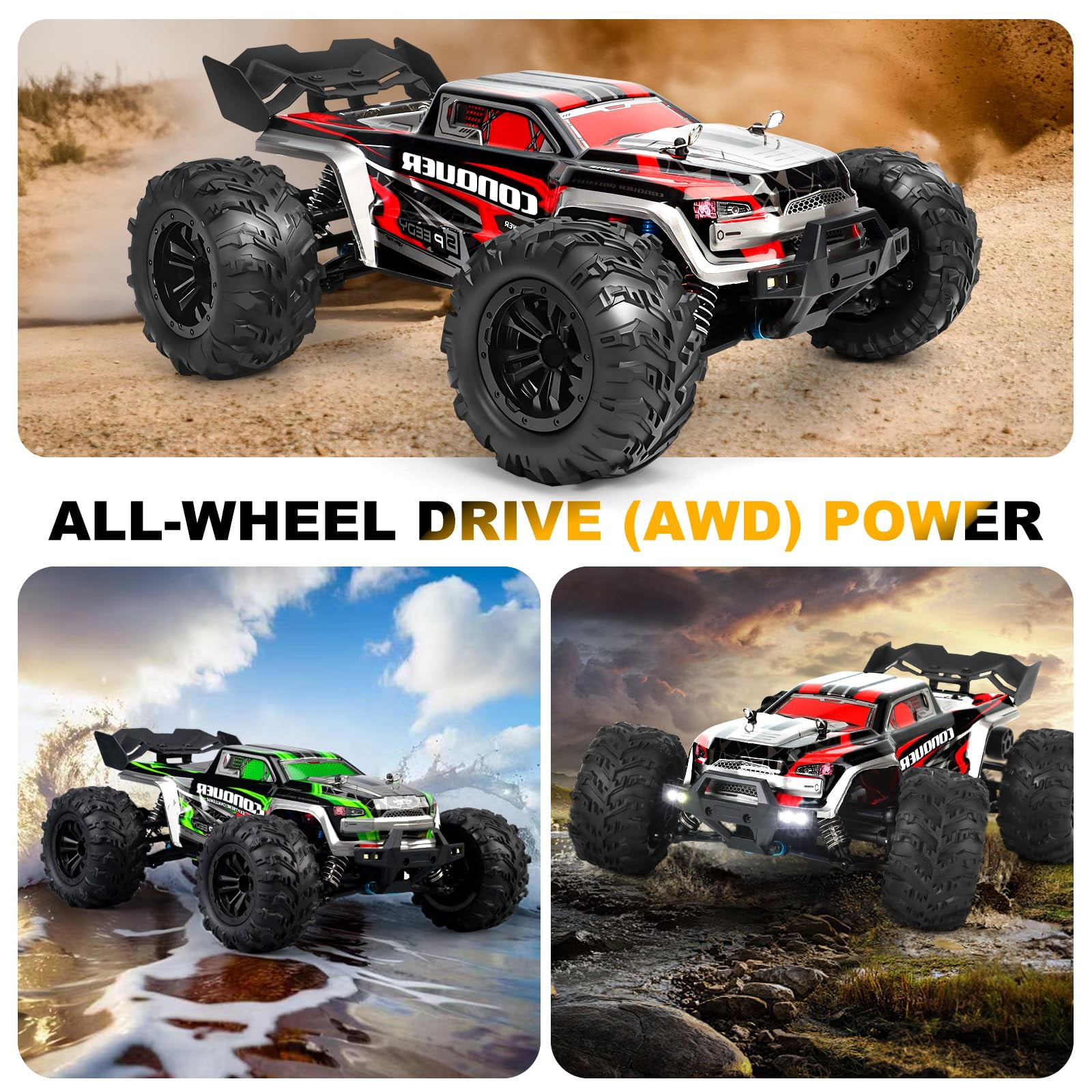 1:16 Scale All-Terrain RC Car for Adults, 38+KM/H High Speed 4WD Off-Road Remote Control Truck with 2 Rechargeable Batteries and Interchangeable car shells