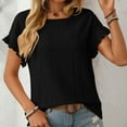 thumbnail image 2 of Xixinqiwan Women Tops under $10.00,Women's Fashion Casual Spring And Summer New Loose Thread Stitching Round Neck Short-Sleeved T-shirts Clothes under $5.00, 2 of 7