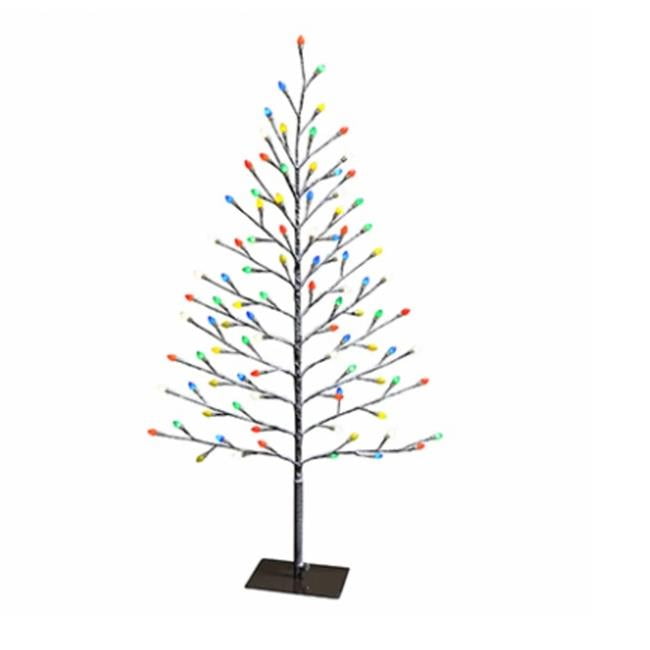 Holiday Bright Lights 266731 42 in. Christmas LED Flat Stick Snow Covered Tree, Multi Color