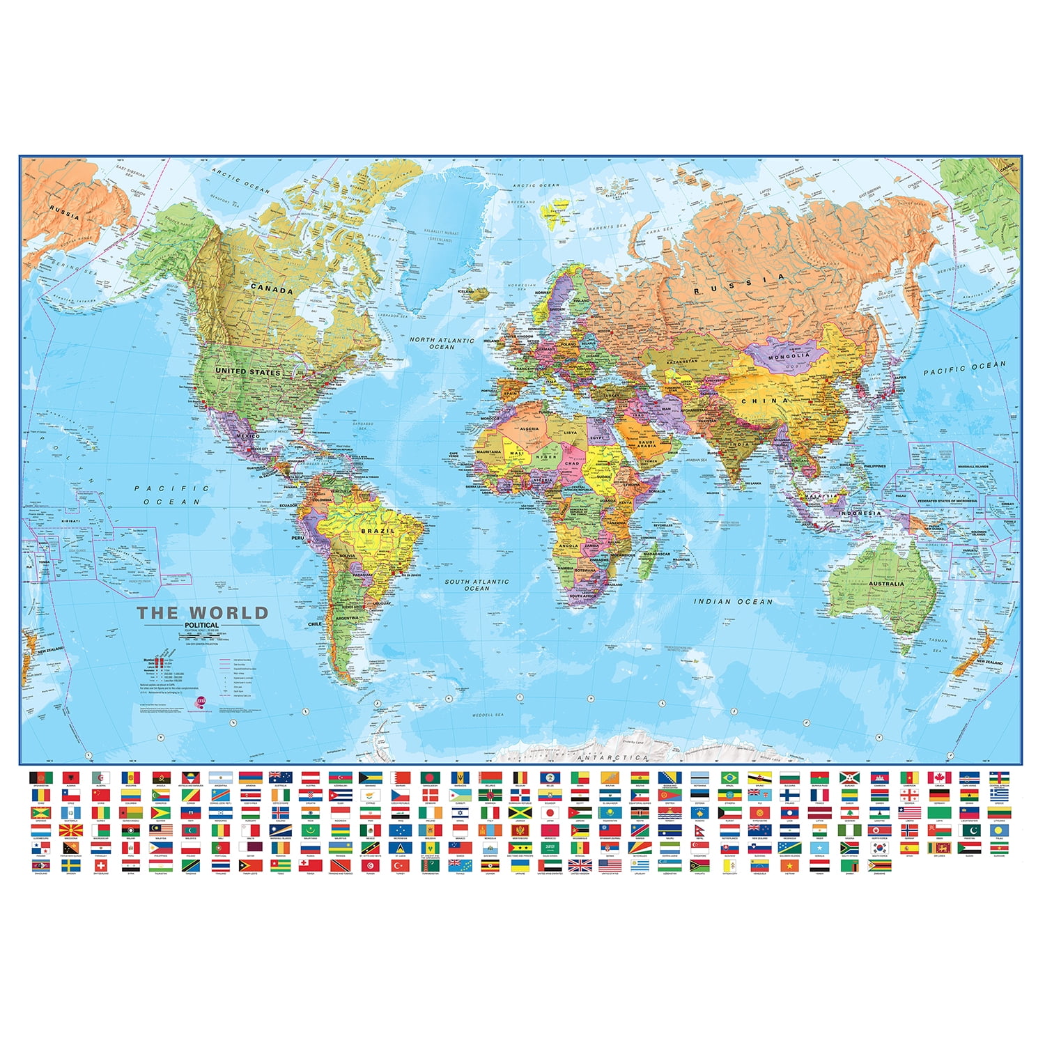 Maps International Large World Wall Map with Country Nepal | Ubuy