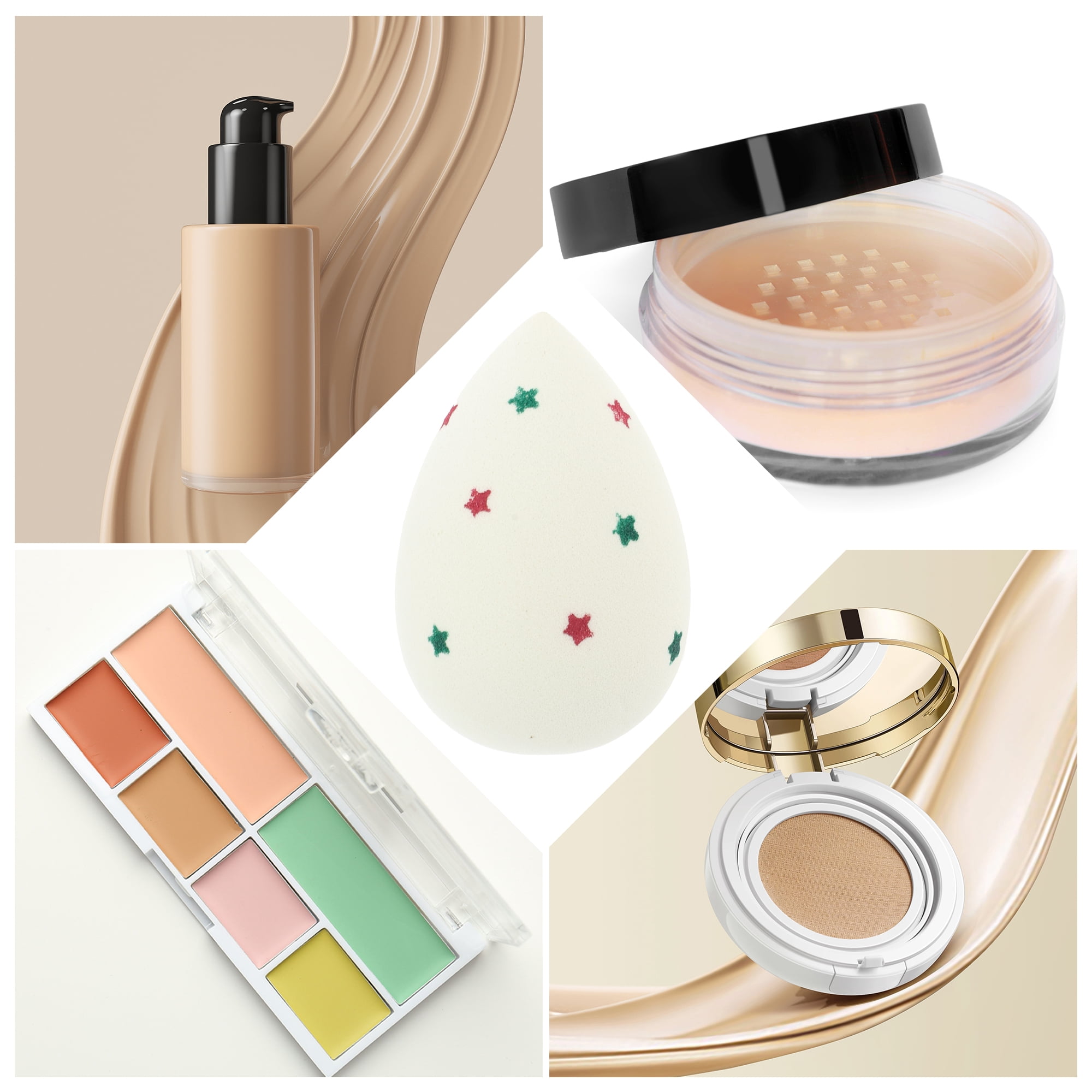 Unique Bargains 1 Pc Two-color Star Makeup Sponge for Makeup Beige