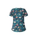 thumbnail image 2 of Christmas Scrubs Tops Women Nurse Working Uniforms Cartoon Printed V Neck Short Sleeve Medical Scrub Shirts, 2 of 6