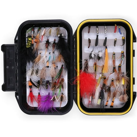 60 PCS Dry Wet Flies for Fly Fishing with Waterproof Fly Box - Woolly Bugger Flies, Nymph Flies, Streamers, Emergers, Caddis Fly Assortment for Trout Bass (Best Fly Fishing Accessories)