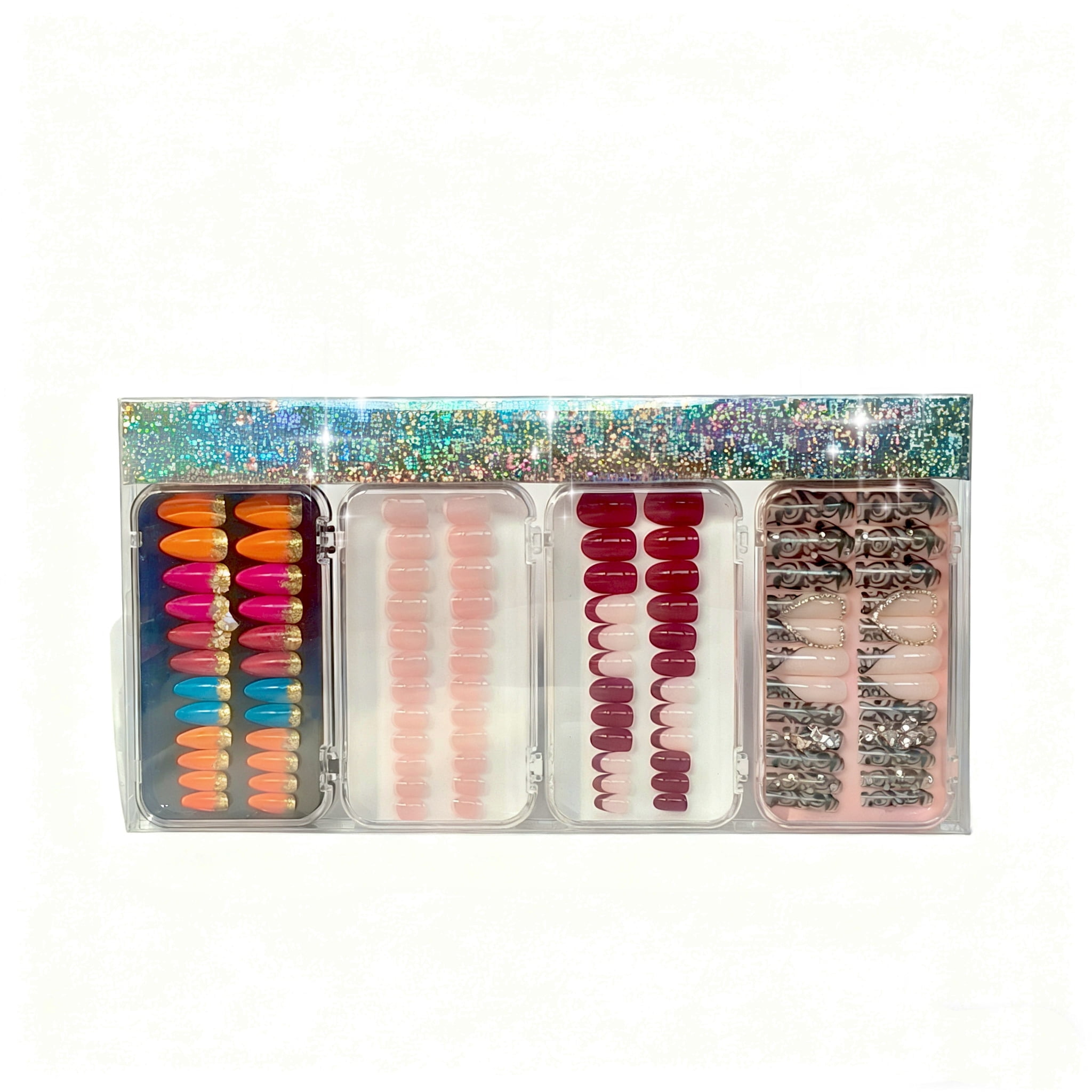 Press-On Nails Gift Set | Featuring 4 Designs, Salon-Quality, 24 Pieces per Style | The Perfect Gift for Your Love, Wife, Best Friends & Yourself