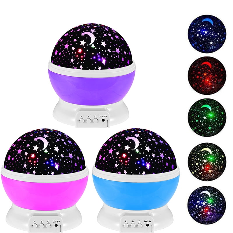 LED Rotating Star Projector Baby Night Light Nursery Children Room Night Lamp - Walmart.com ...