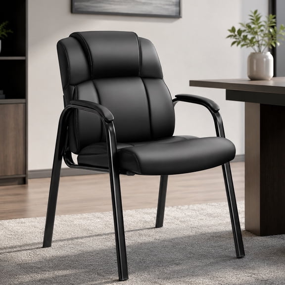 LIFERECORD Waiting Room Office Reception Chairs 1 Pack PU Leather Padded Arms Black