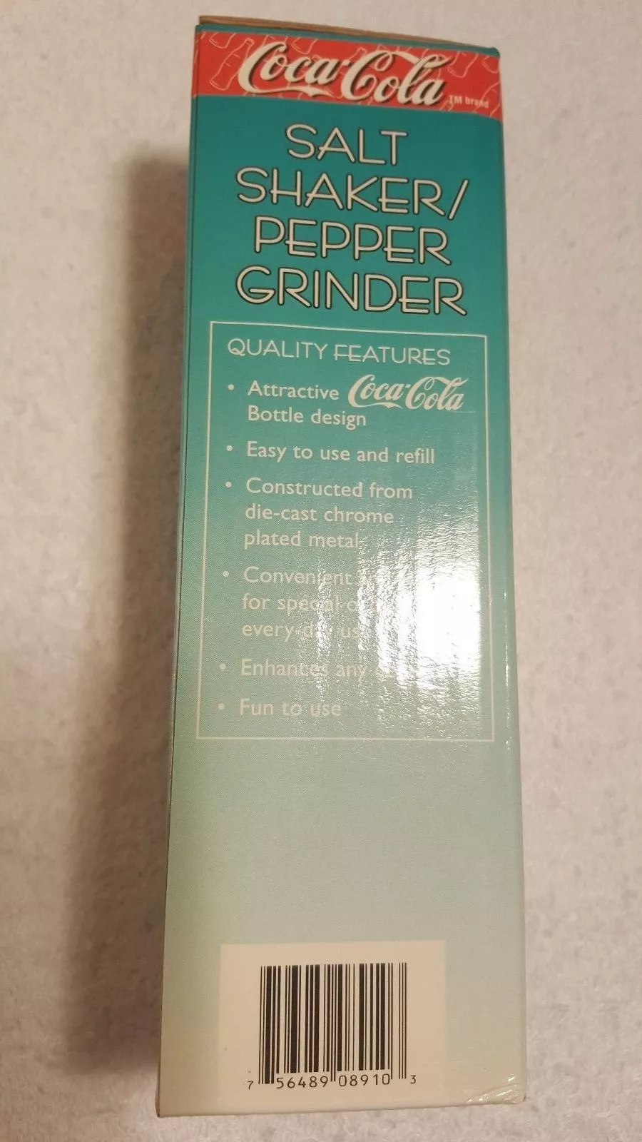Vintage 1990's Coca Cola Salt Shaker / Pepper Grinder Die-Cast Chrome Diner Collection