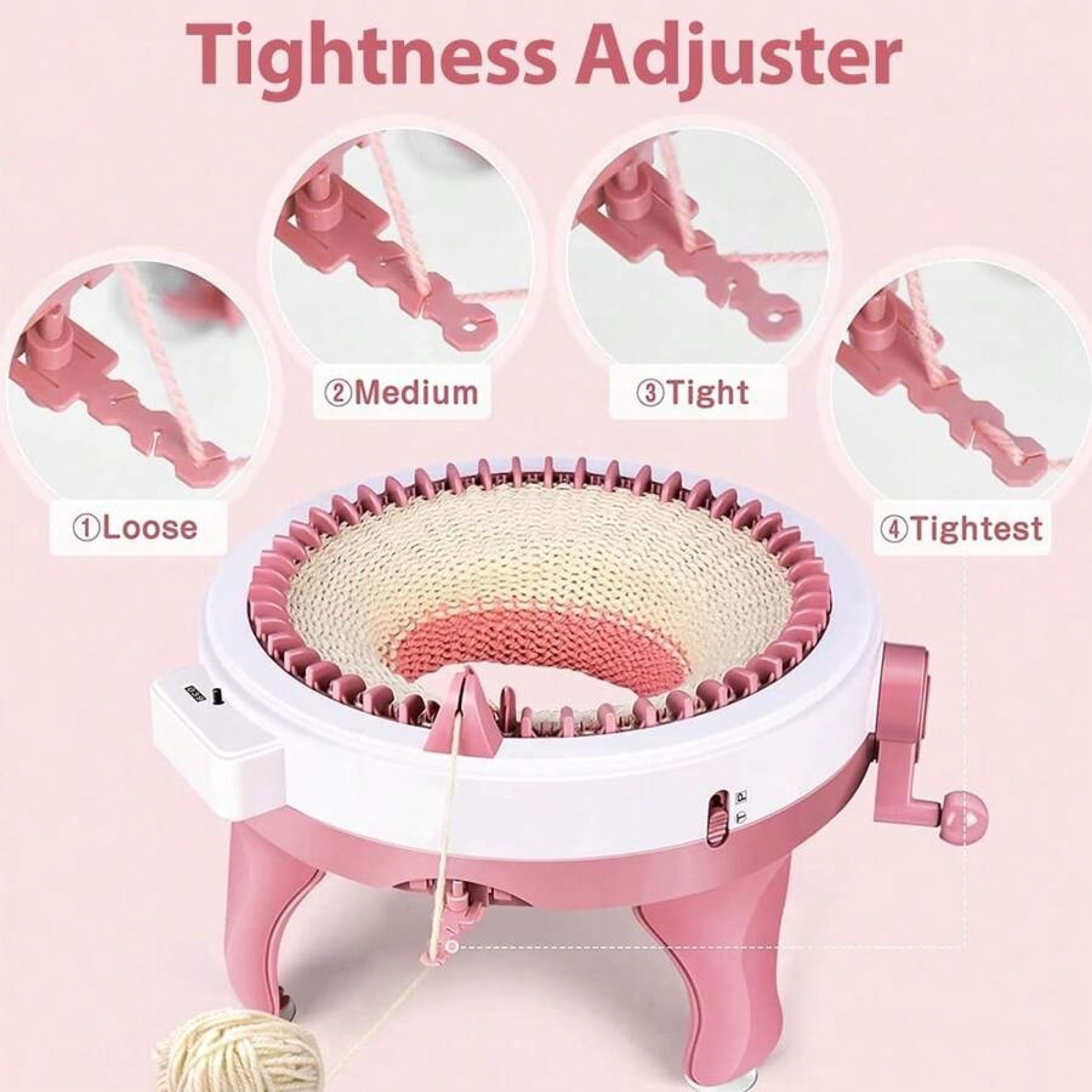48 Needles Smart Knitting Machine, Circular Double Knit Loom With Row Counter, DIY Knitting Crochet Kit for Adults Beginners Making Hats Socks
