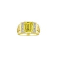 thumbnail image 1 of RYLOS Men's Rings Yellow Gold Plated Silver Designer Style 10X8MM Emerald Cut Shape Gemstone &  Diamonds Citrine November Birthstone Rings For Men Size 11, 1 of 5
