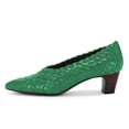 thumbnail image 2 of YDN Women Pointed Toe Checkered Style Pumps Block Low Heels Slip On Casual Comfort Daily Outfit Shoes Size 13 Green, 2 of 4