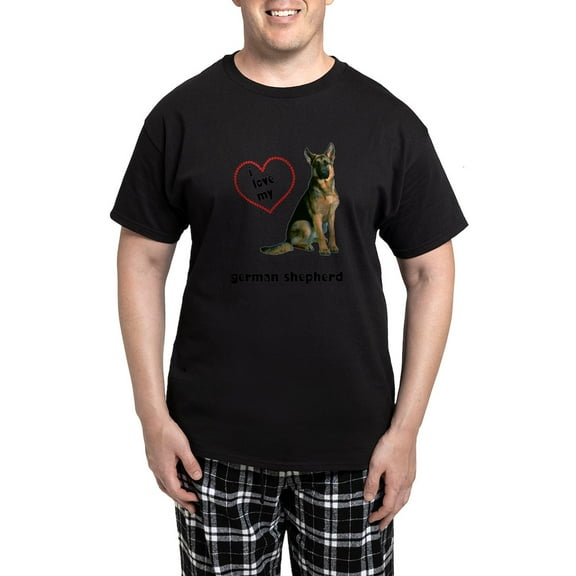 CafePress - FIN German Shepherd Love Men's Dark Pajamas - Men's Dark Loose Fit Cotton Pajama Set