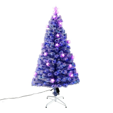 HomCom 5 Ft. Frost Blue Artificial Fiber Optic And LED Star Prelit Frost Blue Artificial Fiber Optic and LED Star Prelit Christmas Tree - Walmart.com - HomCom 5 Ft. Frost Blue Artificial Fiber Optic And LED Star Prelit