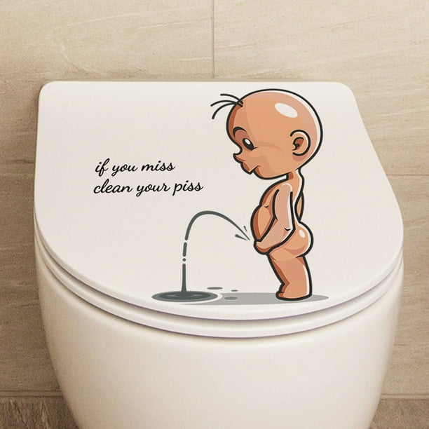 Kuluzego Cartoon Toilet Stickers, Clean Your Piss Funny Decals, Waterproof Vinyl Wall Art Sign Decor, Removable Toilet Seat Quote Murals for Wc Restroom" - Walmart.com