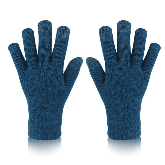 MRULIC Gloves Mittens Non-slip Touchscreen Gloves Women Winter Knitted Warm Gloves Women Blue   One size