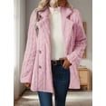 thumbnail image 6 of Women'S Plush Coat Comfortable Casual Warm Suit Collar Double-Breasted Mid-Length Coat Pink S, 6 of 9
