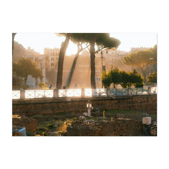 Via dei Fori Imperiali - by travelmonti - Roma Lazio Italy Photography City Architecture Vintage Travel Poster Scenic Sunset Street Photography Unframed Wall Art Print 4 x 6 inches