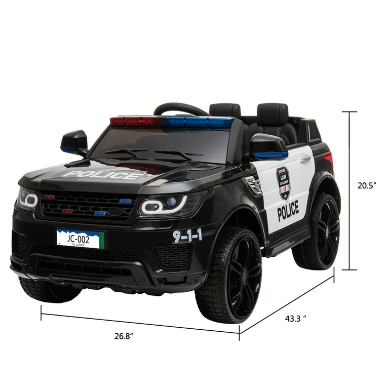 12V Kids Ride On Car Police Electric Car with 2.4G Remote Control LED Lights Siren Music Horn