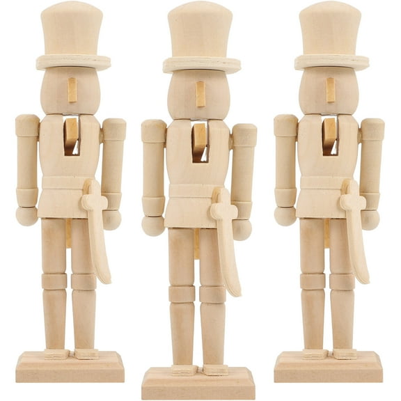 NIAIZEK 3pcs Unfinished Nutcracker Wood for Living Room Style