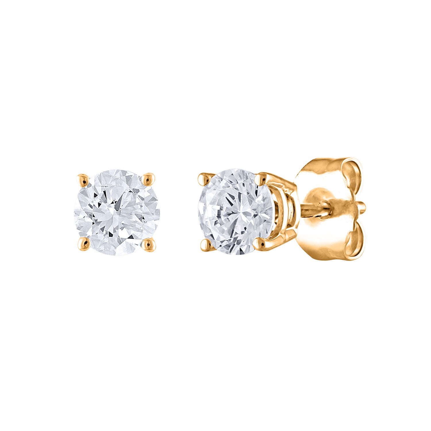 0.72 CT. T.W. Princess Cut Solitaire Diamond Stud Earrings