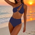 thumbnail image 5 of Qingpeng One Piece Swimsuit for Women Single shoulder Strap Solid Color Swimwear High Waist Shorts Bathing Suit, 5 of 7