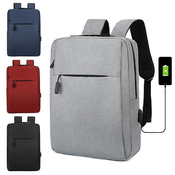 Travel Portable Backpack Slim Durable USB Charging Port Waterproof Bag Gray