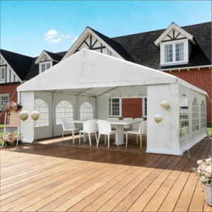White Outdoor Carport and Party Tent with Galvanized Steel Frame