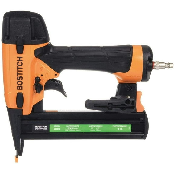 Bostitch Air Finishing Stapler with Rear Exhaust, Pressure Range: 70 to 120 psi, Yellow SX1838K - 1 Each