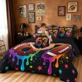 thumbnail image 3 of meiyoeat Graffiti Dripping Football Twin Bedding for Boys, Rainbow 67 Number Stars Bedding Comforter Set, Black Reversible, 7 Pieces, 3 of 6