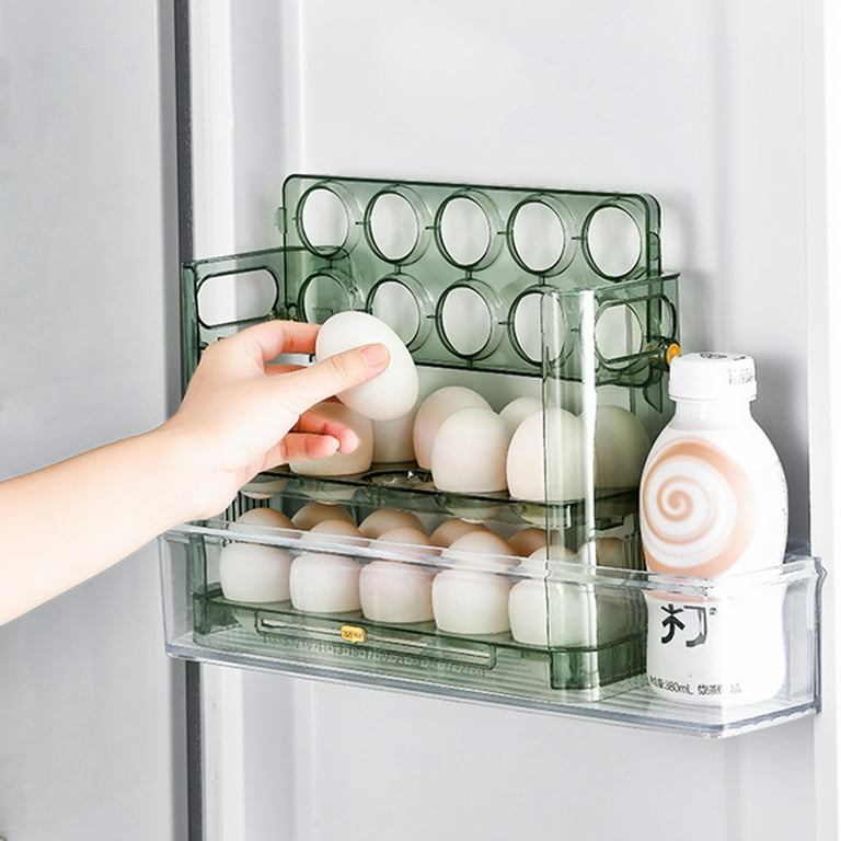 Hesroicy Egg Storage Box with Handle Transparent 3 Layers 30 Slots Egg Tray  Refrigerator Organizer Food Container Daily Use 