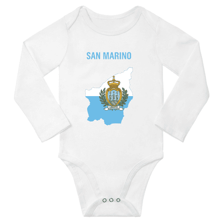 

San Marino Flag Map Baby Long Slevve Bodysuits (White 12-18 Months)