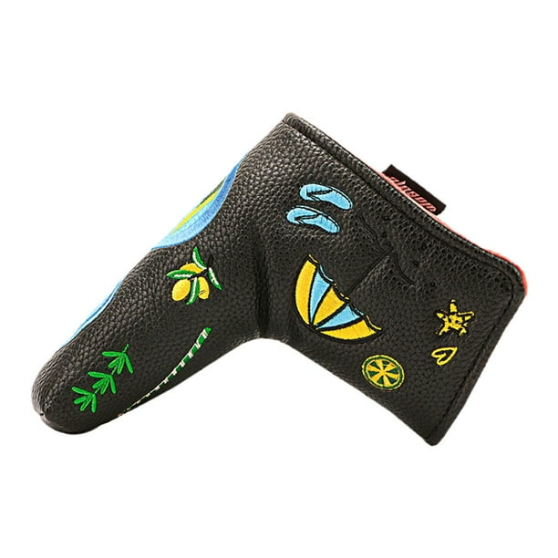 Funda para cabeza de palo de golf deportiva con diseño de elementos de verano negro
