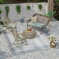 thumbnail image 3 of Jordan Manufacturing 3-Piece Mamba Pelican Turquoise Stripe Tufted Outdoor Cushion Set with 1 Wicker Bench Cushion and 2 Wicker Seat Cushions, 3 of 12