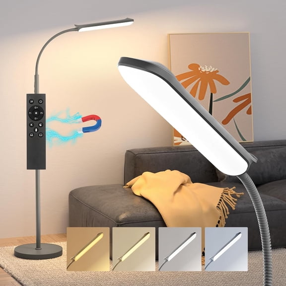 ACMETOP LED Floor Lamp for Living Room with Remote Control, Standing Lamp with Stepless Dimmable & 4 Color Temperatures Bulb